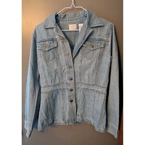 Emma James Liz Claiborne Women's Denim LS Button Down Blue Jean Jacket Size 6